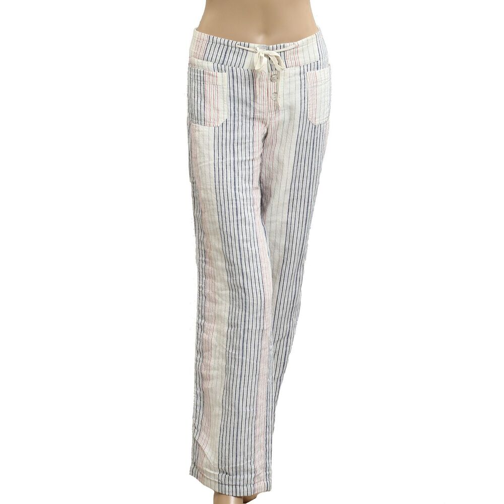 Sundance Catalog Striped Printed High waisted Straight Leg Cotton S New 283140